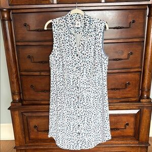 EUC Cabi Sleeveless Blue, Brown and White Leopard Pattern Dress. Size M.